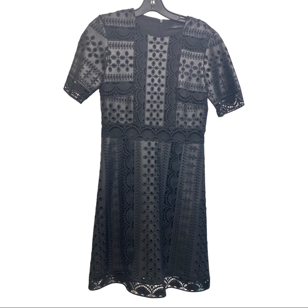 ZARA lace leather black dress